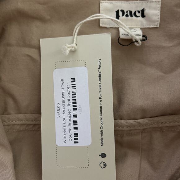 NEW Pact Organic Women S Storm Blvd Brushed Twill Double Breasted Light Jacket - Picture 9 of 11